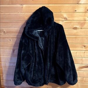 Time and Tru Black Faux Fur Jacket